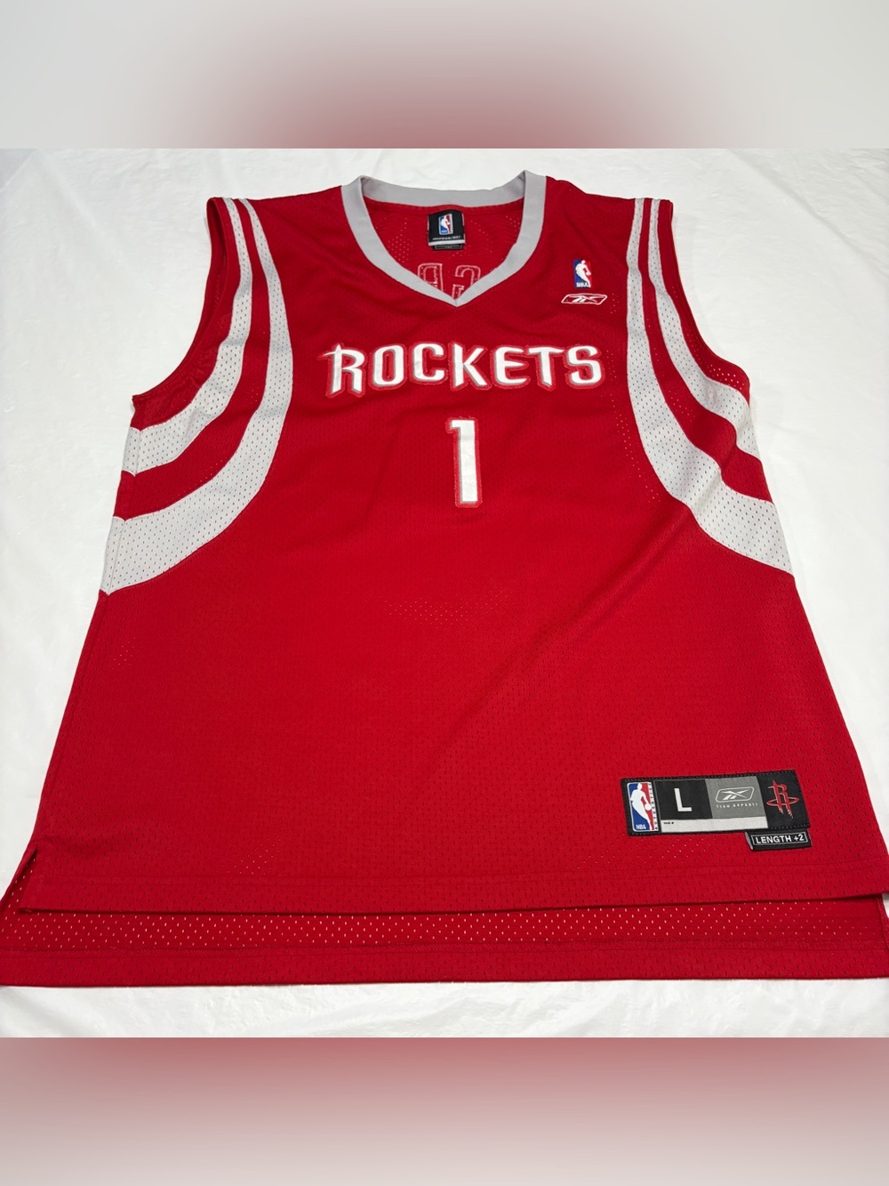 Reebok Tracy McGrady #1 Houston Rockets NBA Basketball Jersey Red Men’s Large